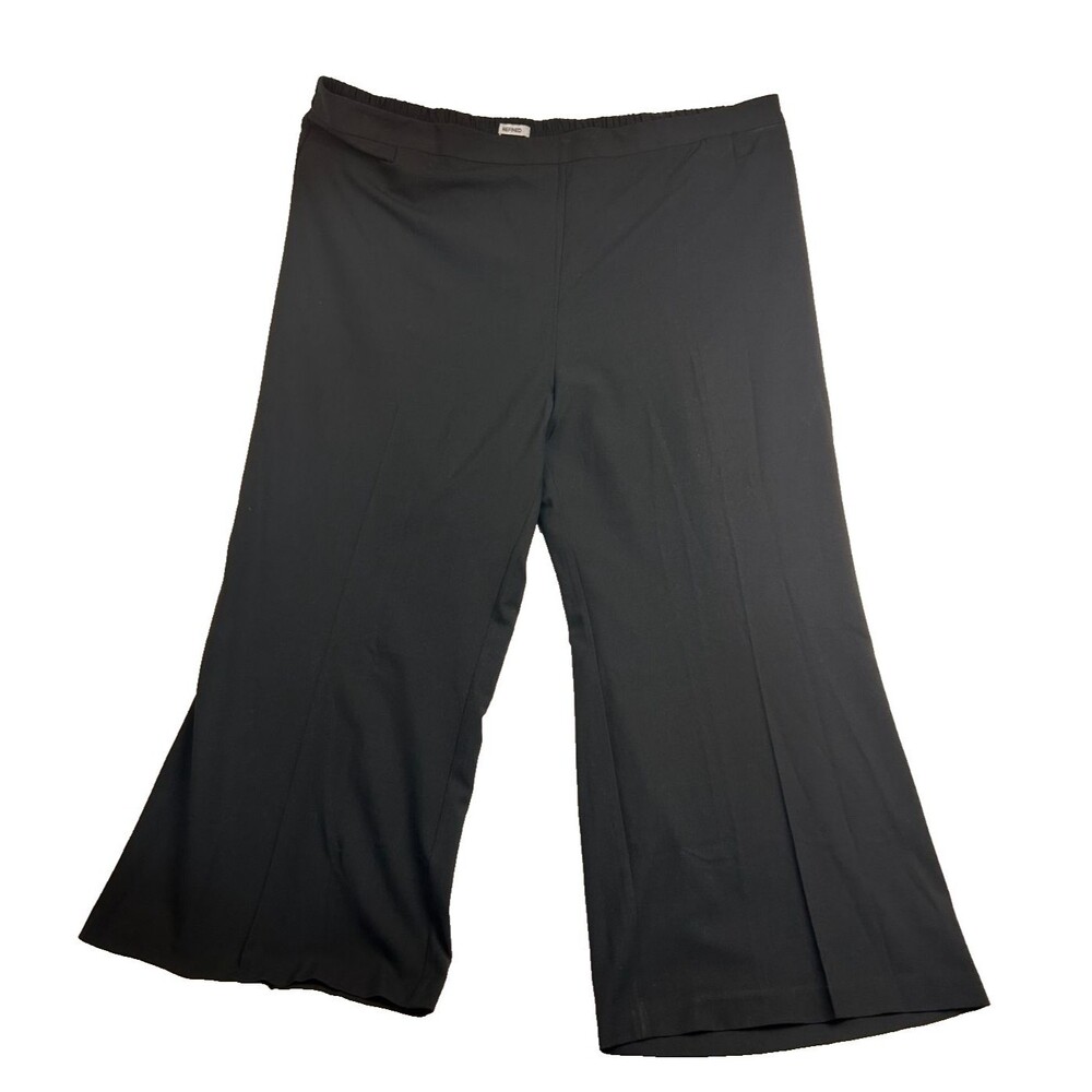 Catherines Refined Womens 4XWP Petite Black Pull On Pants Stretch Wide Leg